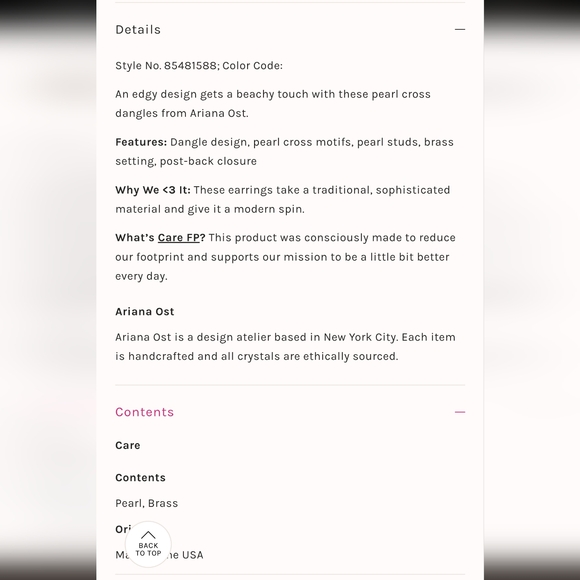 NWT Free People X Ariana Ost Pearl Cross Dangle Earrings in Blue SOLD OUT - Picture 4 of 5